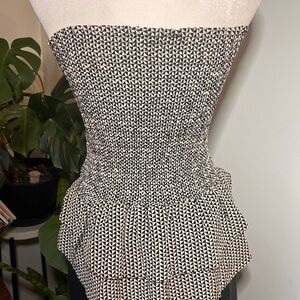 Elegant Black and White Strapless Dress